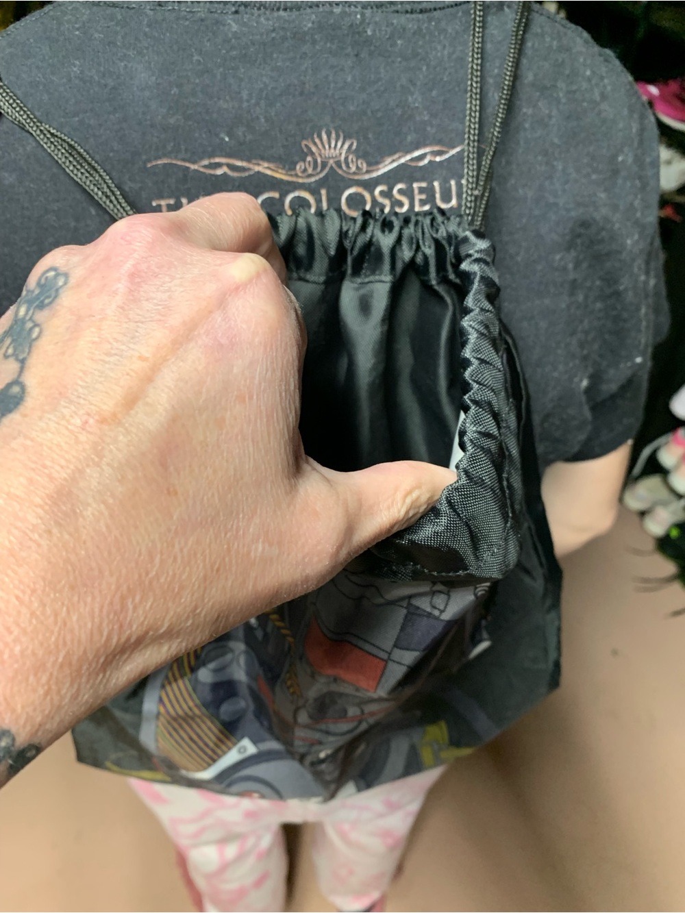 Black Graphic Drawstring Backpack - Picture 5 of 7